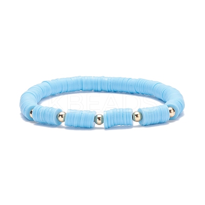 5Pcs 5 Style Polymer Clay Heishi Beaded Stretch Bracelets Set with Star and Dolphin Drop BJEW-JB07539-1