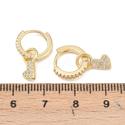 Heart Shape Clear Cubic Zirconia Hoop Earrings EJEW-F310-05G-1
