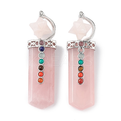 Chakra Themed Natural Rose Quartz Big Pendants G-L524-12P-01-1
