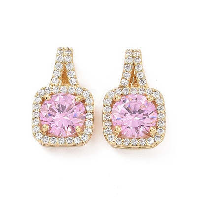 Brass Micro Pave Cubic Zirconia Pendants KK-E068-VC427-1
