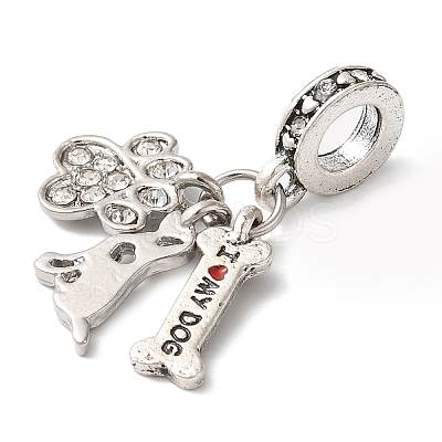 Rack Plating Alloy Crystal Rhinestone European Dangle Charms PALLOY-S189-20P-1