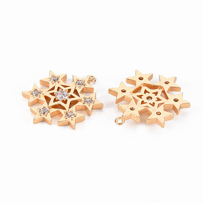 Brass Micro Pave Clear Cubic Zirconia Pendants KK-T062-178G-NF-1