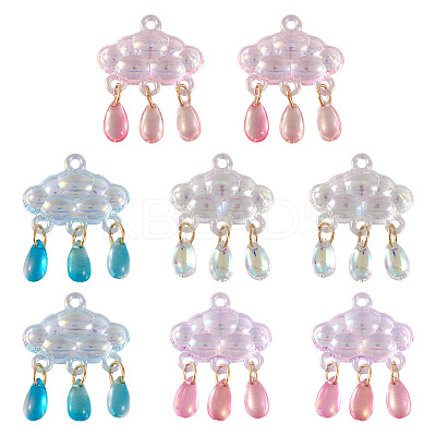 8PCS 4Colors Acrylic & Handmade Gold Sand Lampwork Pendants PALLOY-TA0002-45-1