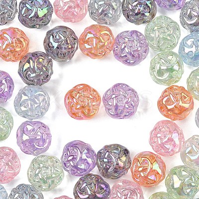 30Pcs UV Plating Transparent Acrylic Beads PACR-YW0001-56-1