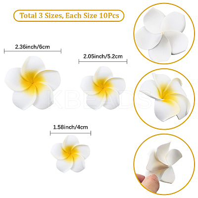 30Pcs 3 Styles Foam Artificial Frangipani Flower Aligator Hair Clips PHAR-SP0001-23A-1