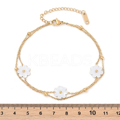 304 Stainless Steel with Acrylic Flower Charm Anklets LS-AJEW-Z044-01G-1