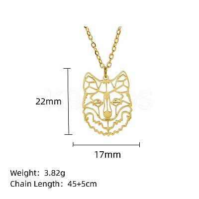 304 Stainless Steel Geometric Artistic Hollow Animal Pendant Necklaces JK0174-14-1