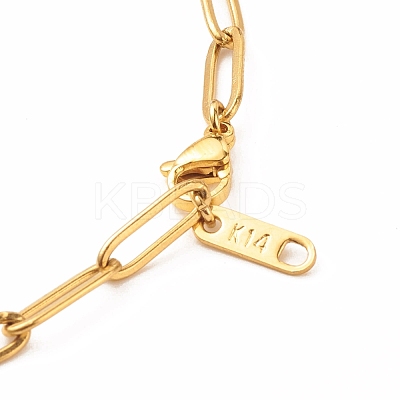 Natural Mixed Gemstone Column Beaded Anklet with Brass Paperclip Chains for Women AJEW-AN00494-1