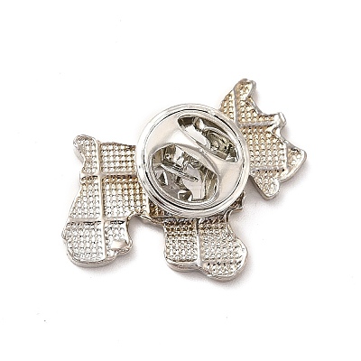 Dog Enamel Pin with Brass Butterfly Clutches JEWB-A006-01C-1