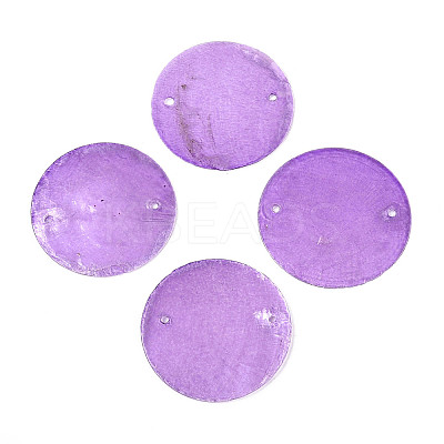 Spray Painted Natural Capiz Shell Disc Links Connector Charms SSHEL-T017-32D-1