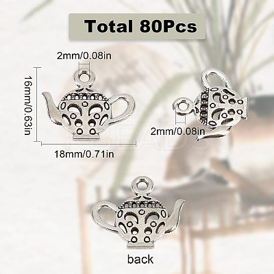 80Pcs Teapot Tibetan Style Zinc Alloy Charms FIND-SC0004-82-1