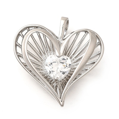 Brass Micro Pave Cubic Zirconia Pendants KK-B128-10P-1