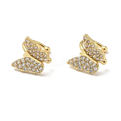 Clear Cubic Zirconia Butterfly Cuff Earrings EJEW-G295-15G-1