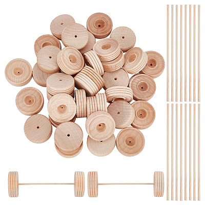 36Pcs Unfinished Wood Wheels Toys AJEW-DR0001-53-1