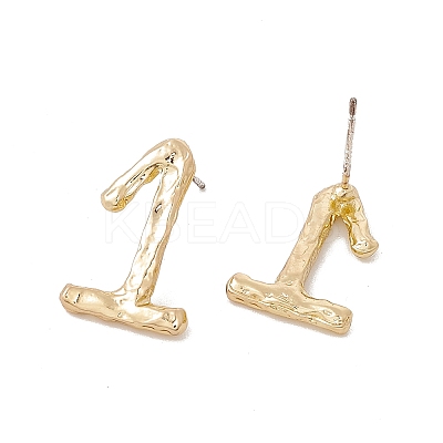 Brass Number Stud Earrings with 925 Sterling Silver Pins for Women LS-EJEW-A077-01A-1