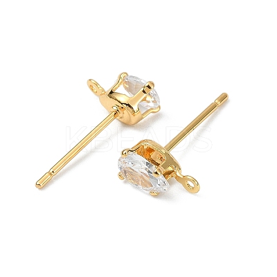 SHEGRACE Brass Clear Cubic Zirconia Teardrop Stud Earring Findings XGR0104G-116G-1