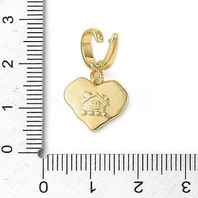 Christmas Brass Rhinestone Heart Pendant Decorations KK-H498-01G-03-1