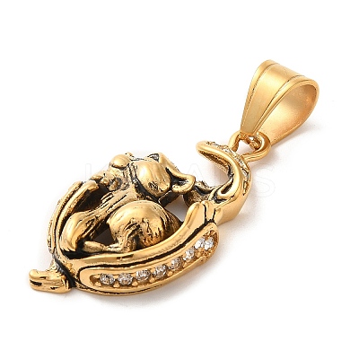 316L Stainless Steel Tibetan Style Rhinestone Pendants LS-STAS-D096-01D-AG-1