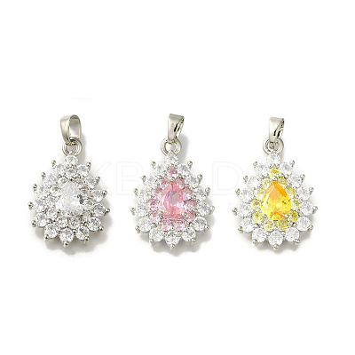 Rack Plating Brass Micro Pave Cubic Zirconia Pendant KK-H485-39P-1