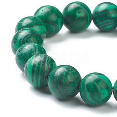 Synthetic Malachite Beaded Stretch Bracelets BJEW-A117-E-16-1