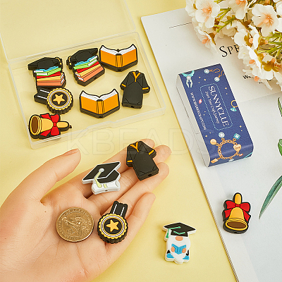 14Pcs 8 Styles Graduation Season Theme Silicone Focal Beads SIL-SC0002-18-1