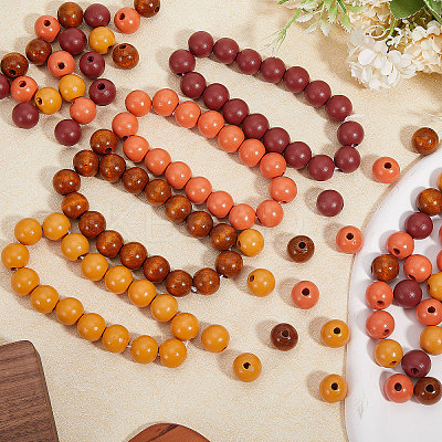 160Pcs 4 Colors Spray Painted Wood European Beads WOOD-GL0001-20-1