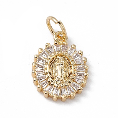 Rack Plating Brass Micro Pave Cubic Zirconia Pendants X-KK-G451-12G-1