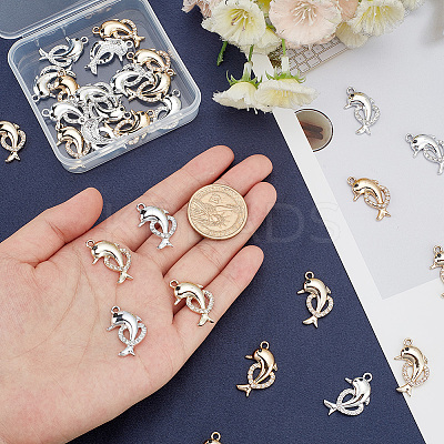 32Pcs 2 Colors Alloy Rhinestone Pendants FIND-AR0003-43-1