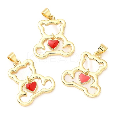 Rack Plating Brass Enamel Pendants with Shell KK-A185-19G-1