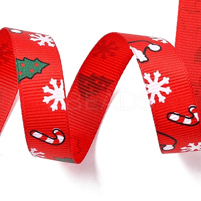 5 Yards Christmas Polyester Printed Grosgrain Ribbon OCOR-A008-01H-1