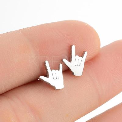 304 Stainless Steel Stud Earrings WG98C66-02-1