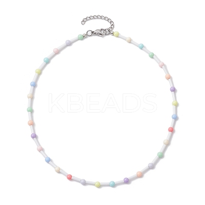 Acrylic and Glass Round Bead Necklaces NJEW-JN04876-1