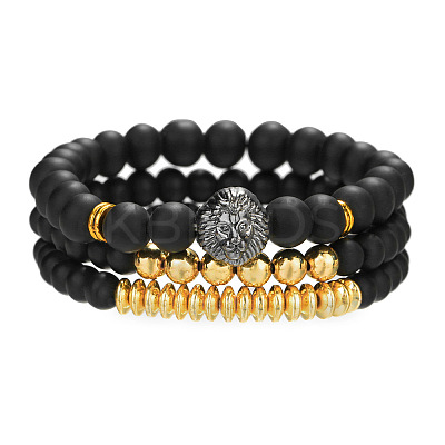 Fashionable retro black matte bracelet set with crown BO9372-1-1