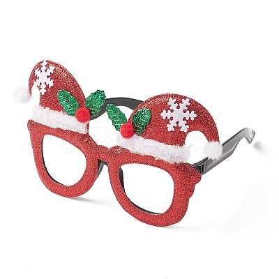 Christmas Plastic & Non-woven Fabric Glitter Glasses Frames AJEW-E053-01C-1