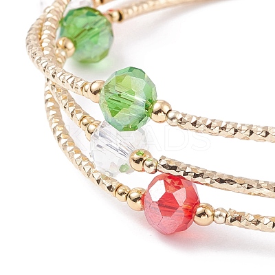 Bling Glass & Brass Tube Beaded Multi-strand Bracelet BJEW-TA00108-1