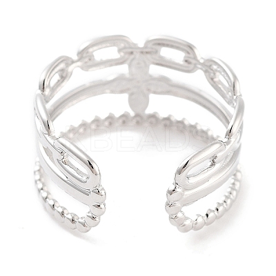 Non-Tarnish 304 Stainless Steel Flower Open Cuff Rings RJEW-K273-16P-1