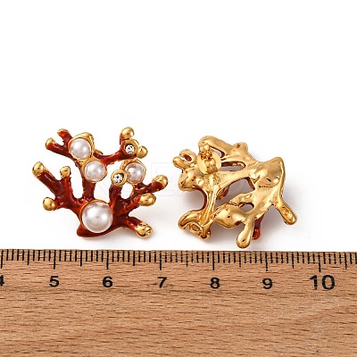 304 Stainless Steel Enamel Coral Shape Stud Earrings EJEW-L304-11G-1