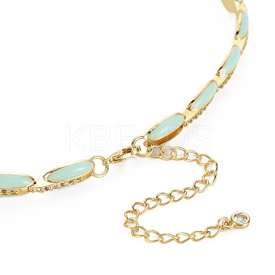 Brass Micro Pave Cubic Zirconia Link Tennis Necklaces for Women NJEW-T013-01G-05-1