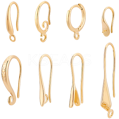 40Pcs 8 Style Rack Plating Eco-friendly Brass Hoop Earring Findings KK-FH0004-08-1