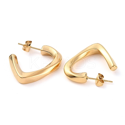 Ion Plating(IP) 304 Stainless Steel Twist Triangle Stud Earrings EJEW-A104-03G-1