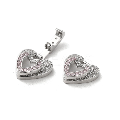 Brass Micro Pave Cubic Zirconia Fold Over Clasps KK-H455-53P-01-1