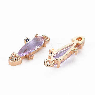 Rack Plating Brass Micro Pave Clear Cubic Zirconia Pendants LS-KK-T060-63D-RS-1