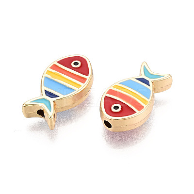 Light Gold Tone Alloy Enamel Beads FIND-N011-13KCG-01-1