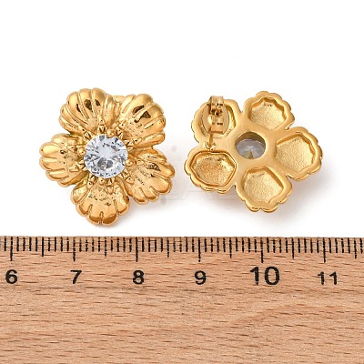 304 Stainless Steel Rhinestone Stud Earrings EJEW-R027-03G-1