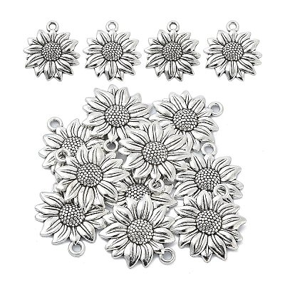 10PCS Sunflower Tibetan Style Alloy Pendants TIBEP-YW0001-59AS-1