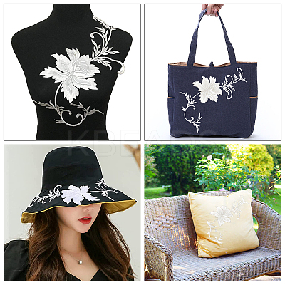 2Pcs Peony Computerized Embroidery Cloth Iron on/Sew on Patches DIY-GF0005-32C-1