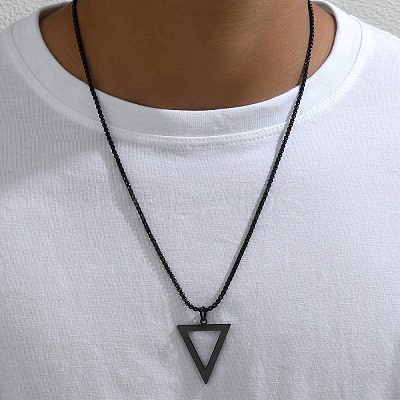 Inverted Triangle Stainless Steel Pendant Box Chain Necklaces for Men FS-WGF3CC6-01-1