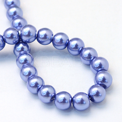 Baking Paint Pearlized Glass Pearl Round Bead Strands HY-Q330-8mm-09-1