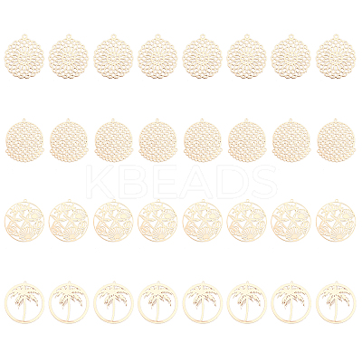 32Pcs 4 Styles Brass Pendants KKC-CA0001-08-1
