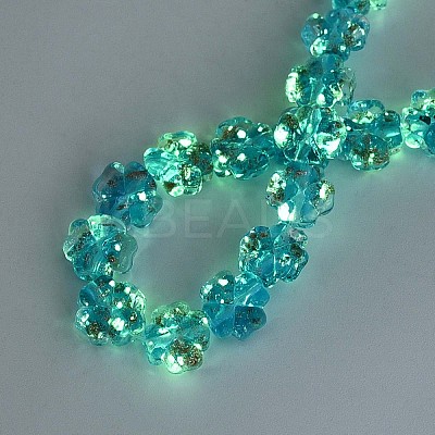 Luminous Handmade Gold Foil Glass Beads Strands FOIL-N029-01G-1